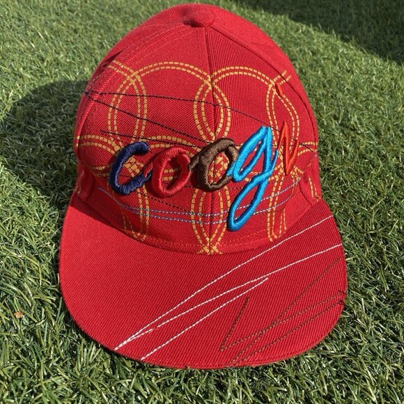 COOGI Mens Fitted Baseball Hat Cap Size 7 3/4 Red Embroidered - Picture 2 of 10